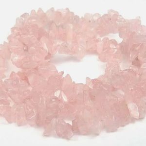 NaturalRose Quartz Nugget/Chip beaded Necklace 34”